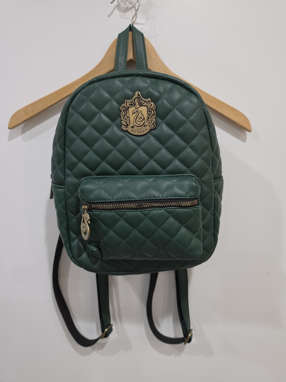 Harry Potter Slytherin Quilted Green Faux Leather Mini Backpack With Crest
